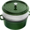 Staub Cocotte Rund Aus Gusseisen Mit Dämpfeinsatz In Basilikum 16